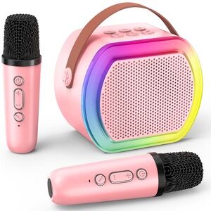 Reostar Mini Karaoke Machine with 2 Wireless Microphones 2025 Portable Compact